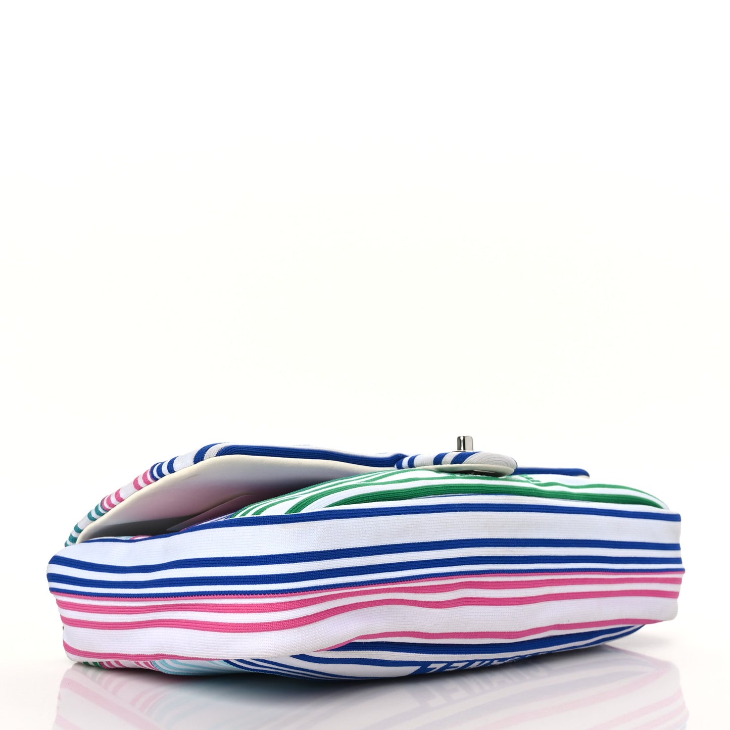 Mixed Fibers Lambskin Venise Biarritz Flap Bag Multicolor White
