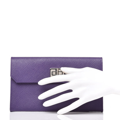 Prada Saffiano Lux Flap Clutch Viola 2 of 14