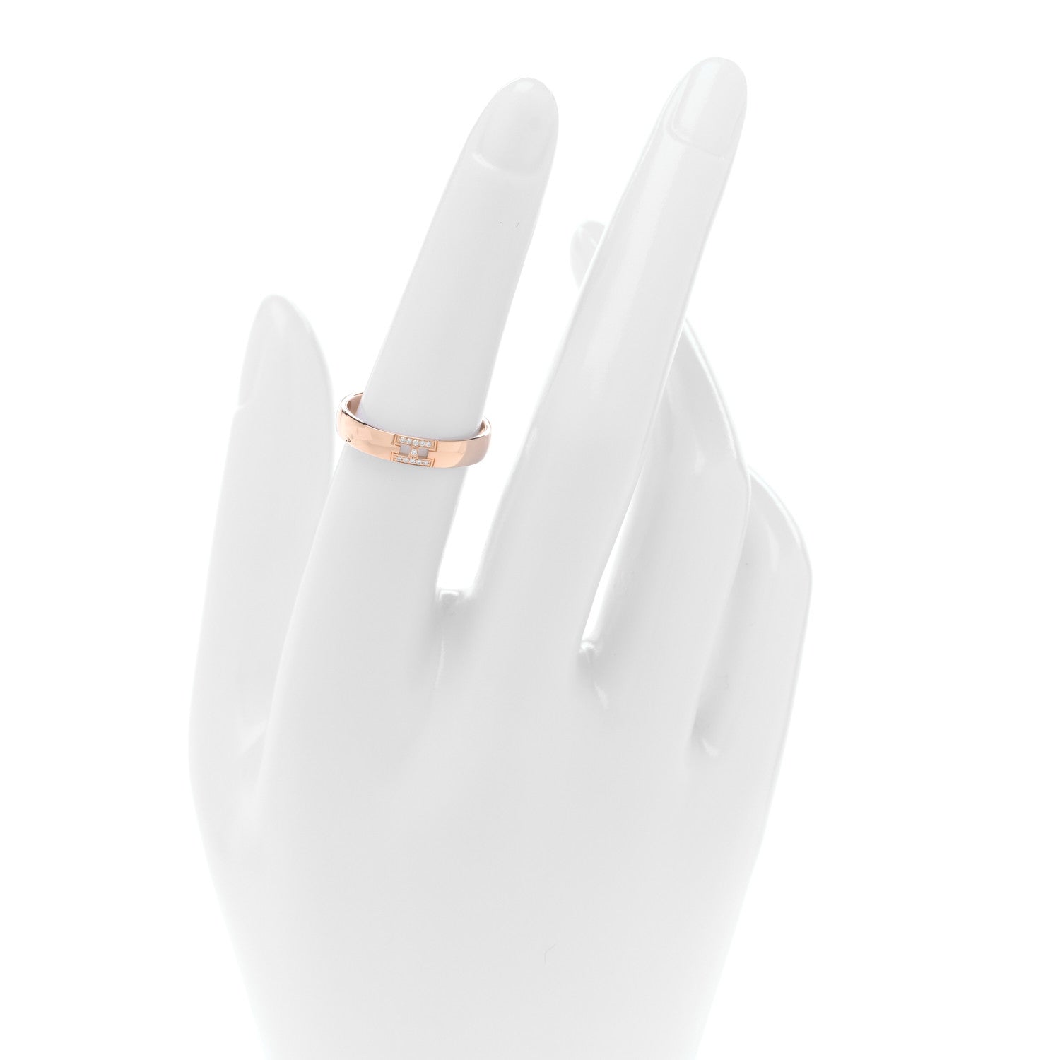 Hermes 18K Rose Gold Diamond Ever Herakles Wedding Band Ring 53 6.5 2 of 5