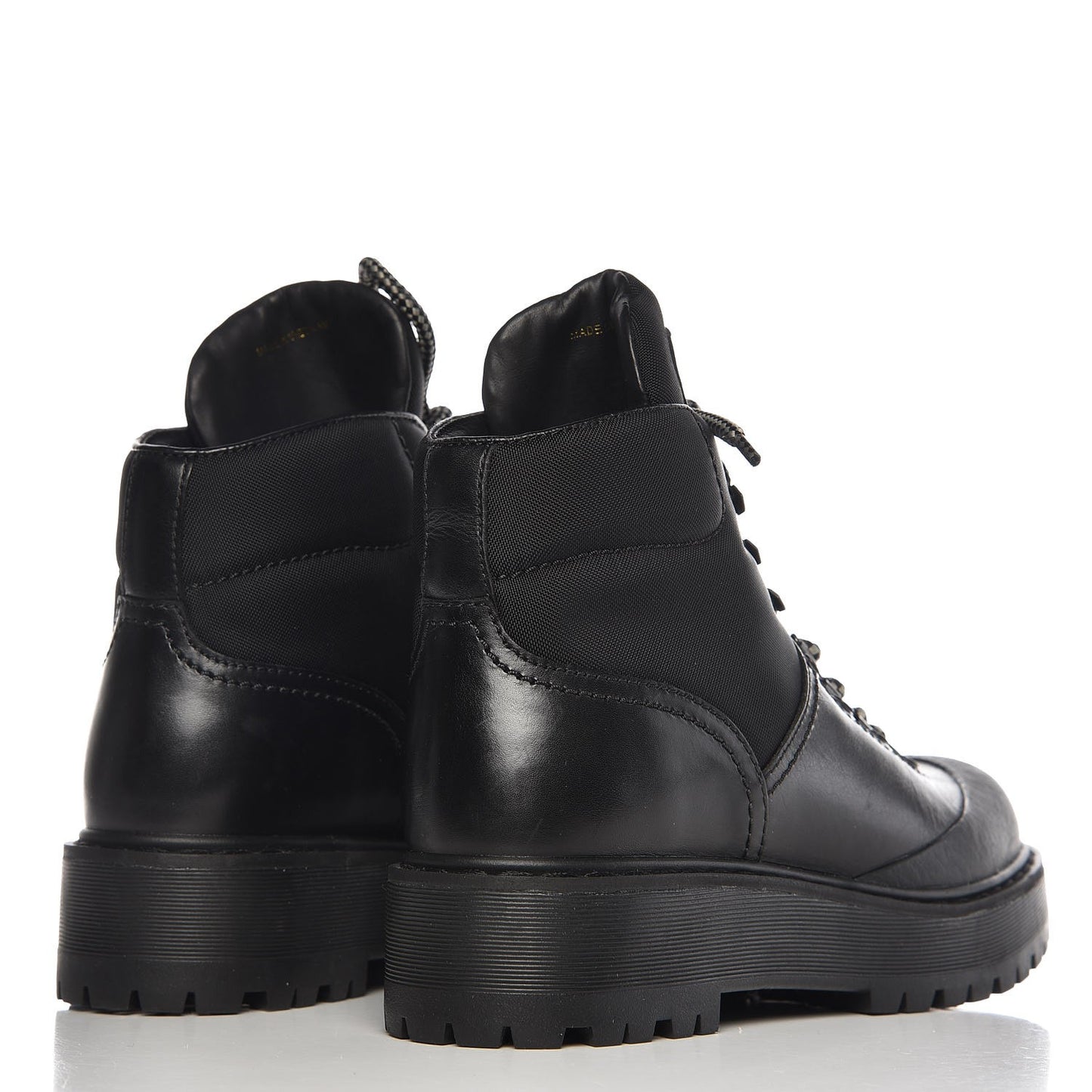 Calfskin Canvas Lace Up Combat Boots 38 Black