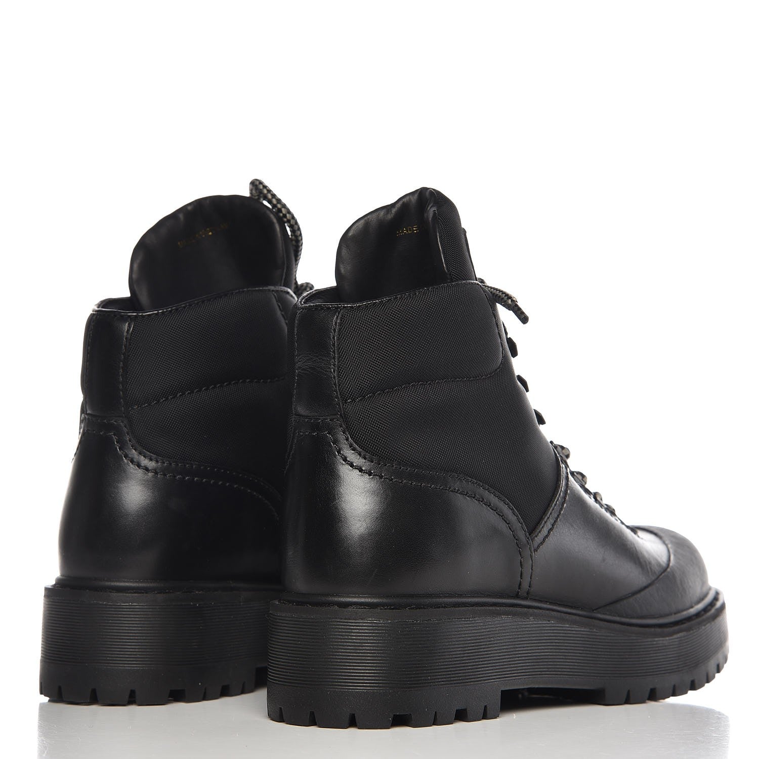 Prada Calfskin Canvas Lace Up Combat Boots 38 Black 4 of 10