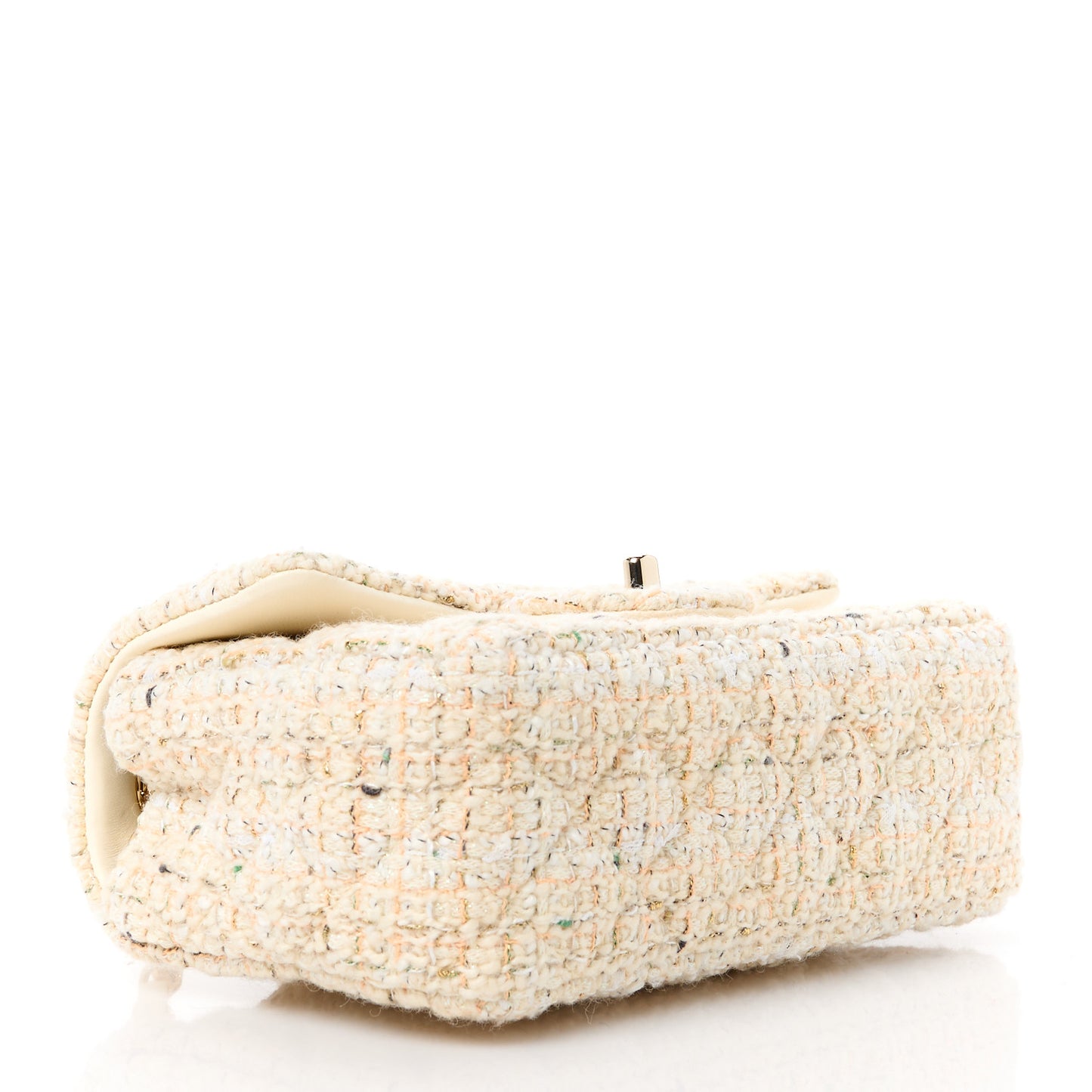 Tweed Quilted Mini Rectangular Flap Off White