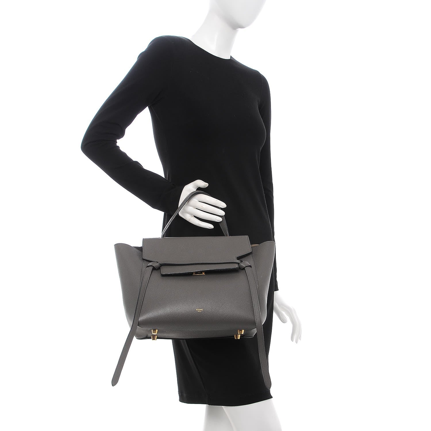 Celine Grained Calfskin Mini Belt Bag Grey 2 of 8