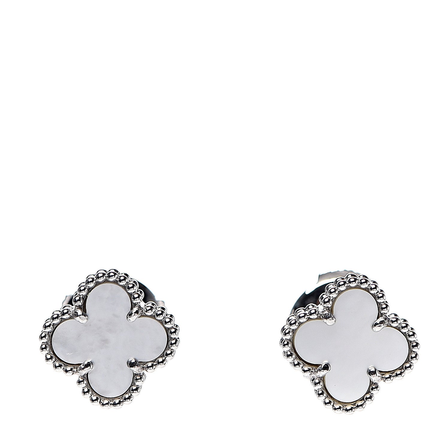 18K White Gold Mother of Pearl Sweet Alhambra Earrings