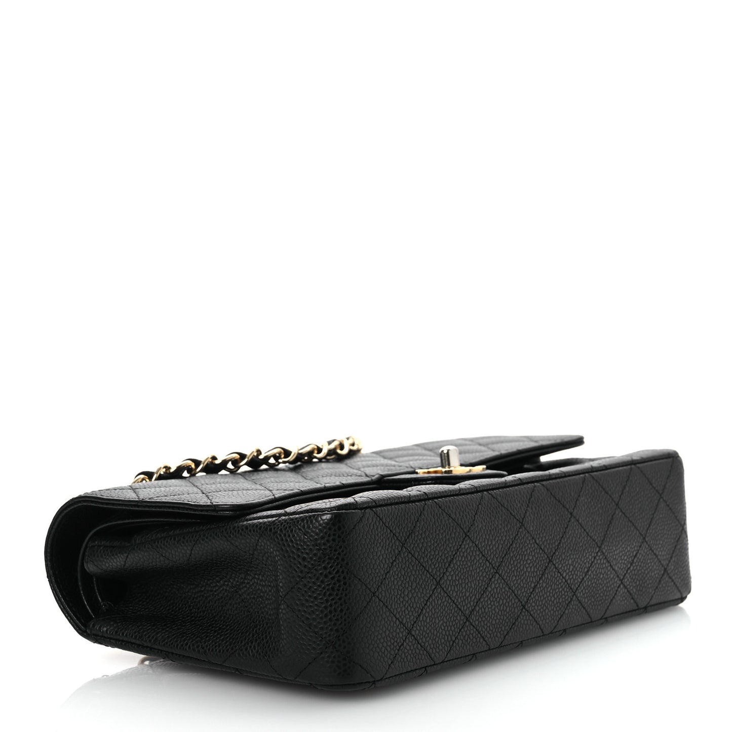 Caviar Quilted Medium Double Flap Black
