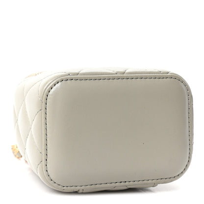 Chanel Lambskin Quilted Pearl Crush Mini Vanity Case With Chain Grey 4 of 10