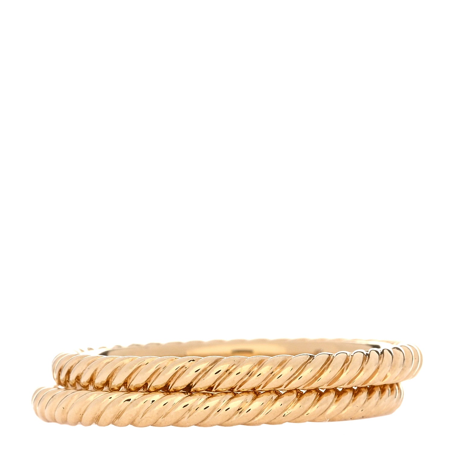 David Yurman 18K Yellow Gold 2mm Cable Classics Band Ring Set of 2 54 6.75 3 of 4