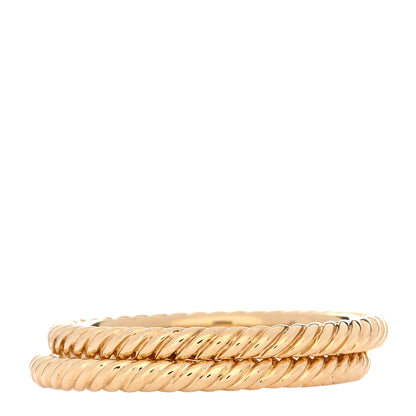 David Yurman 18K Yellow Gold 2mm Cable Classics Band Ring Set of 2 54 6.75 3 of 4