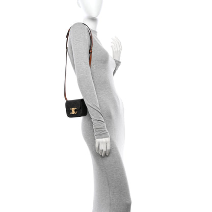 Celine Triomphe Canvas Calfskin Mini Triomphe Tan 2 of 10