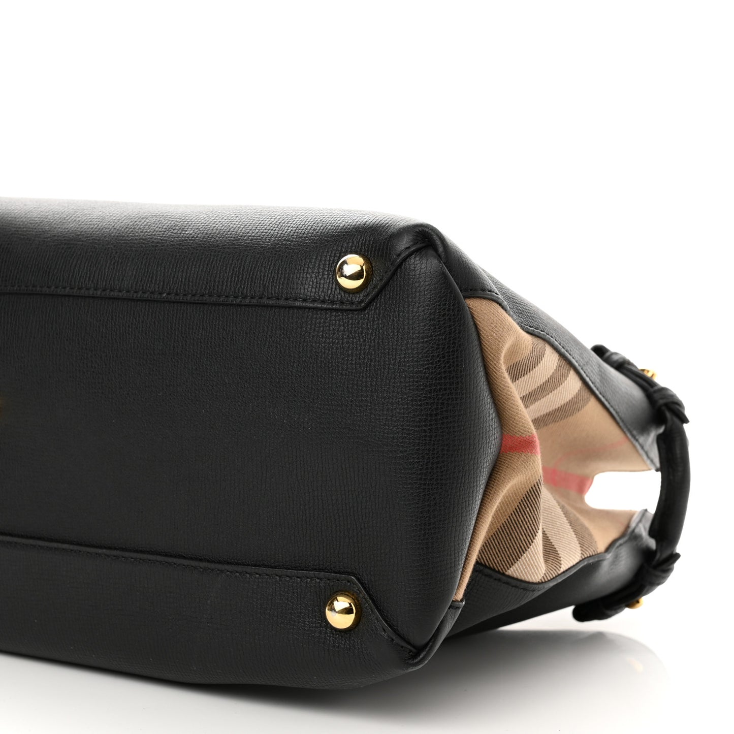 Grainy Calfskin House Check Large Banner Tote Black