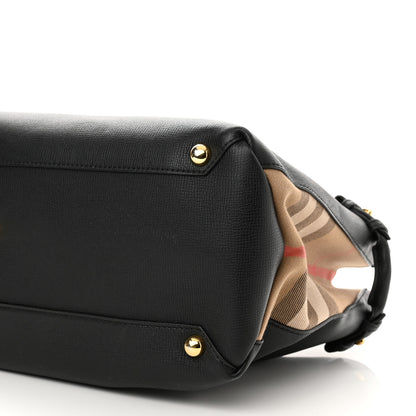 Burberry Grainy Calfskin House Check Large Banner Tote Black 10 of 14