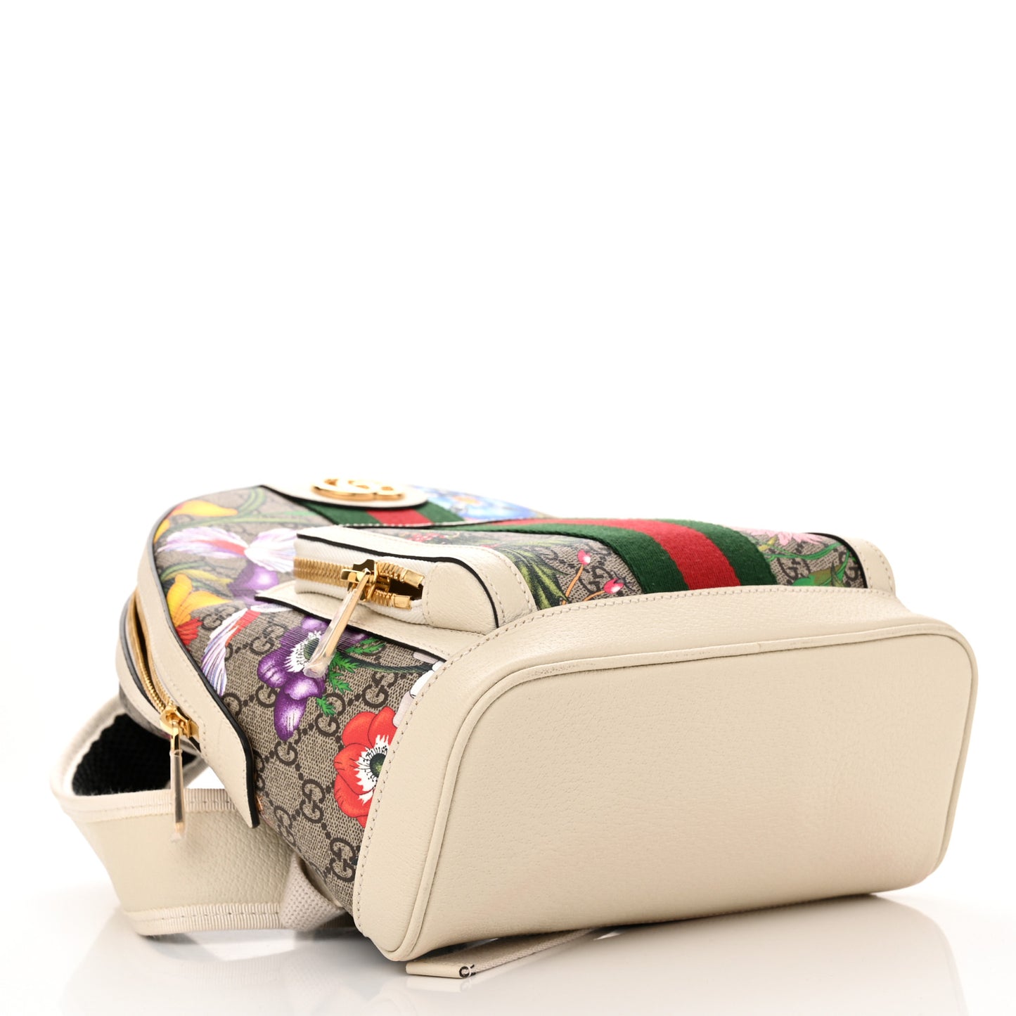 GG Supreme Monogram Flora Web Small Ophidia Day Backpack White