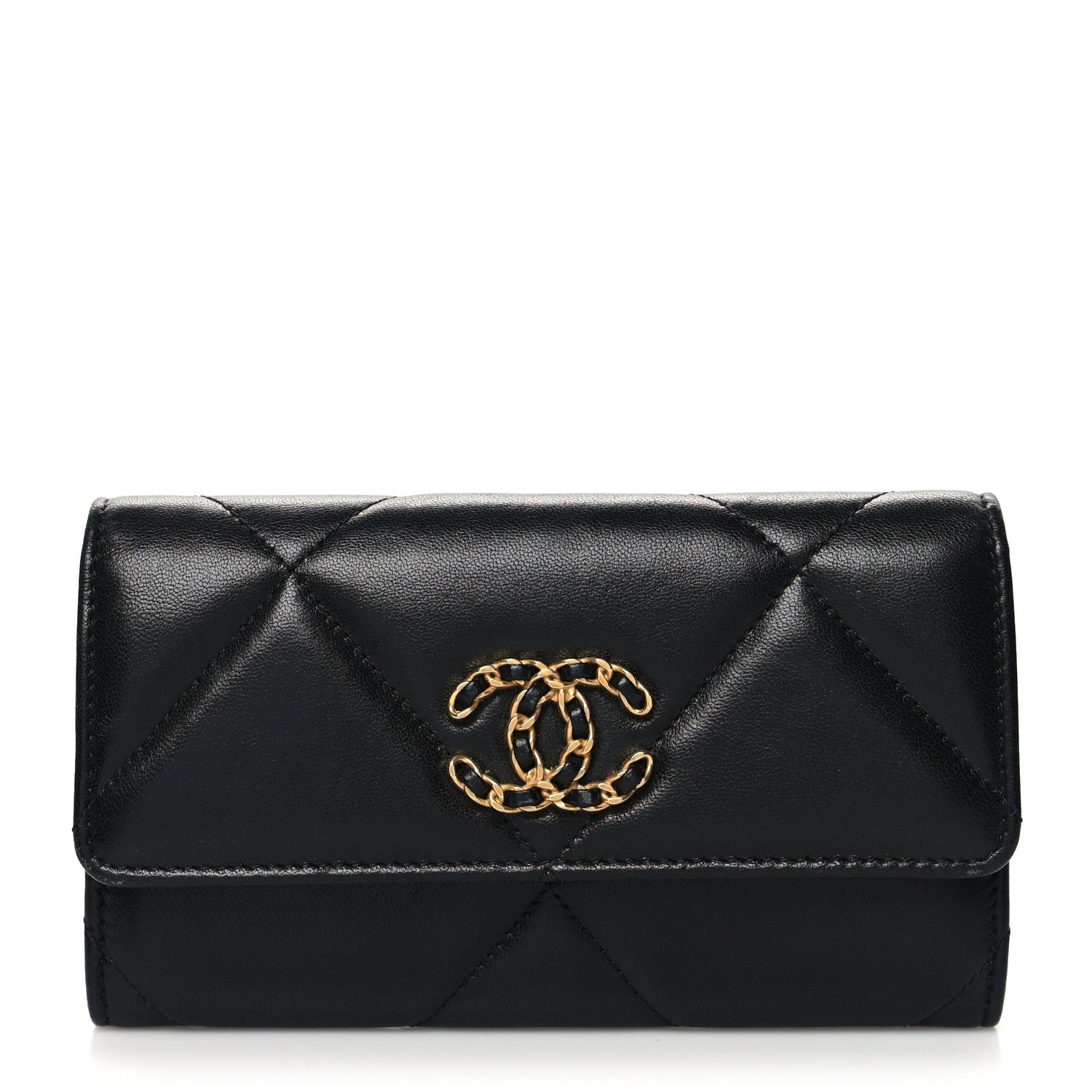 Chanel Lambskin Quilted Chanel 19 Flap Wallet Black 1 of 9