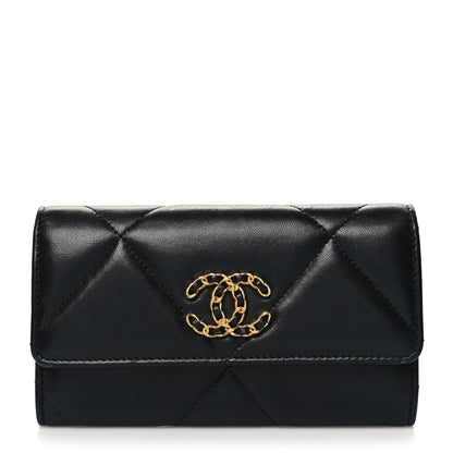 Chanel Lambskin Quilted Chanel 19 Flap Wallet Black 1 of 9