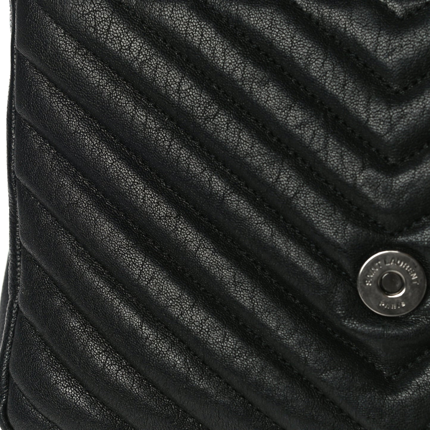 Sheepskin Matelasse Chevron Monogram Medium College Bag Black