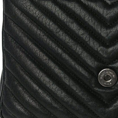 Saint Laurent Sheepskin Matelasse Chevron Monogram Medium College Bag Black 16 of 20