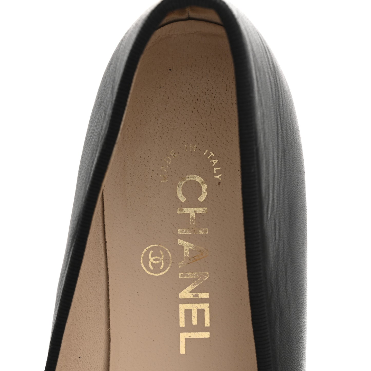 Lambskin Patent Cap Toe CC Ballerina Flats 37.5 Black