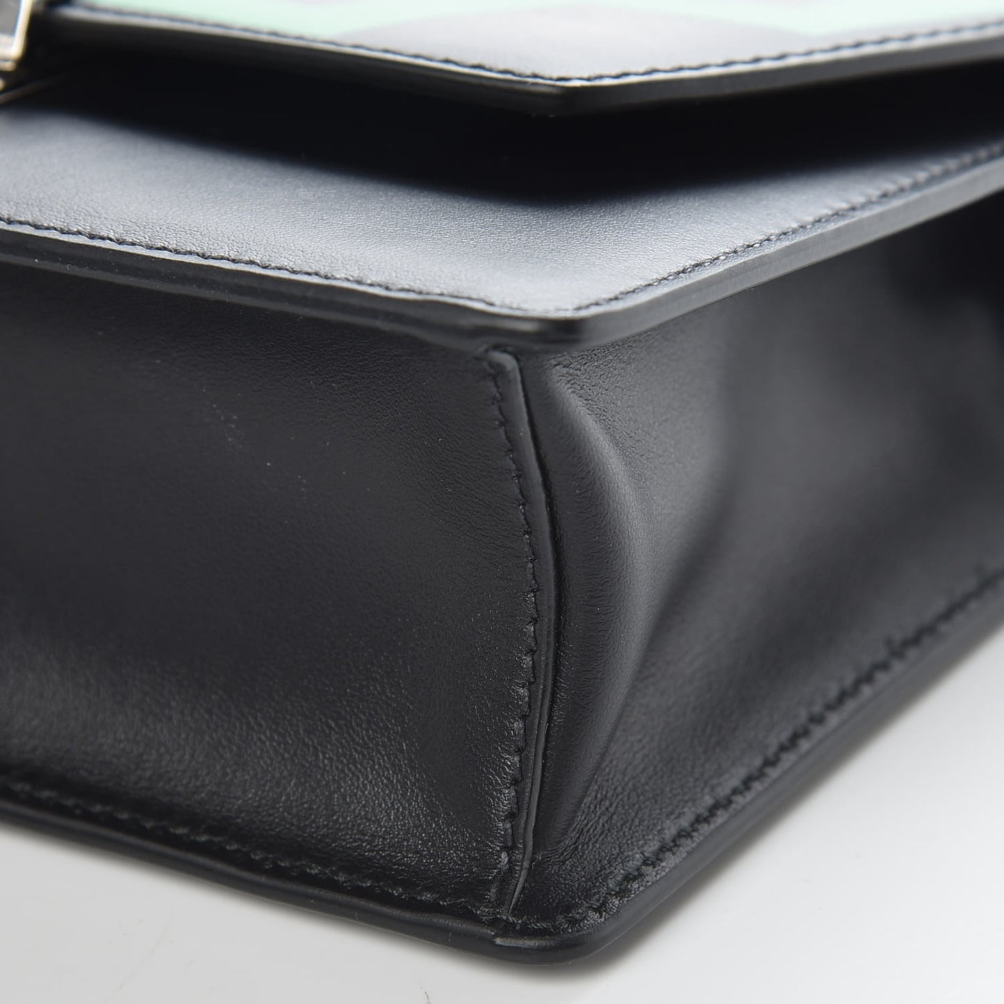 City Calfskin Saffiano Racing Logo Elektra Shoulder Bag Black Verde