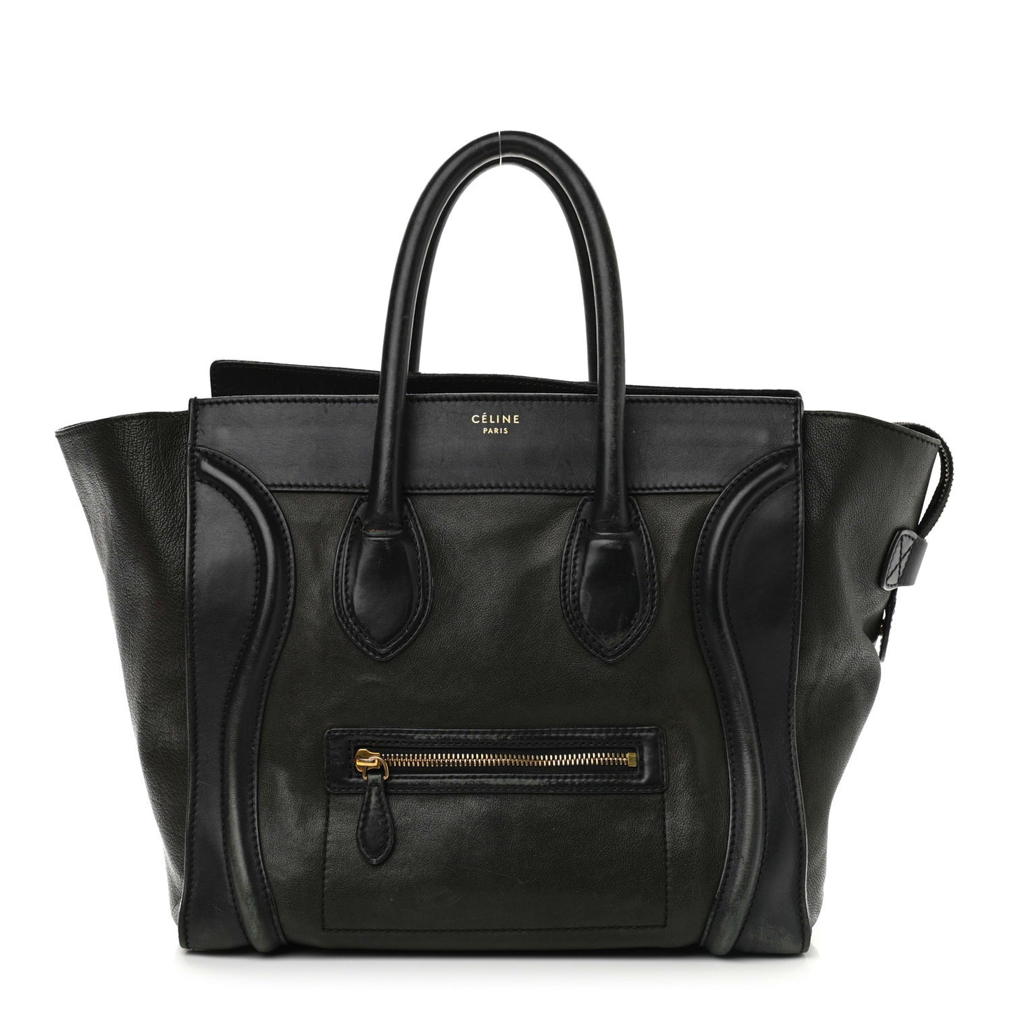 Smooth Calfskin Mini Bi-Color Luggage Forest Black