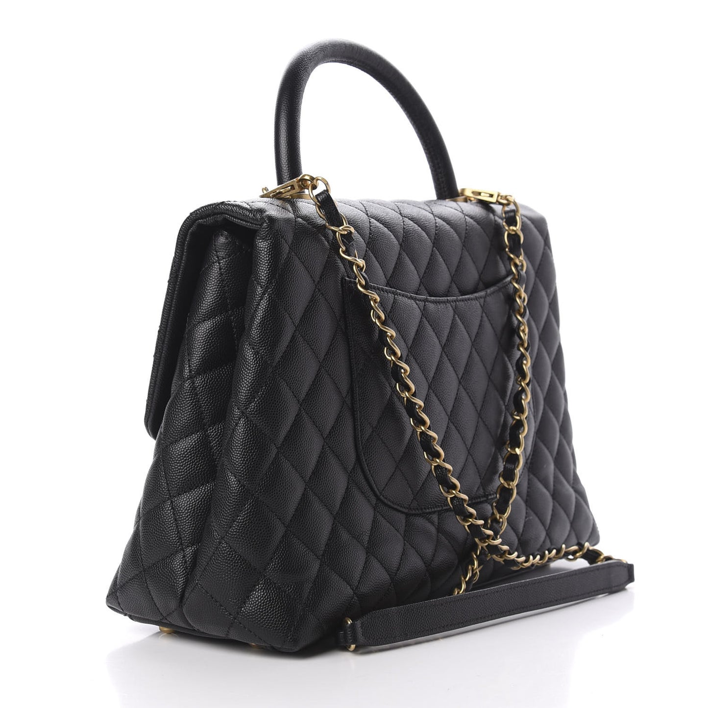 Caviar Quilted Medium Coco Handle Flap Black