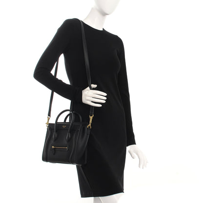 Celine Smooth Calfskin Nano Luggage Black 2 of 8