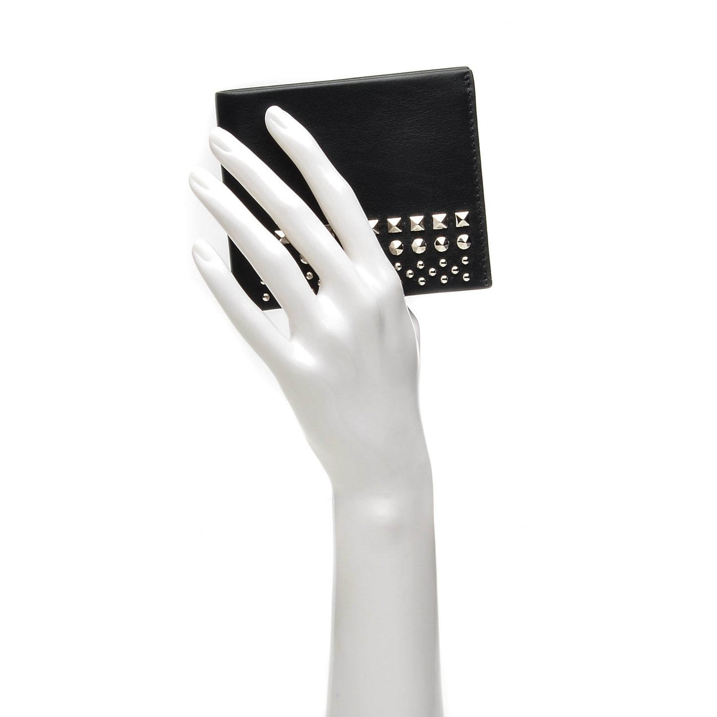Calfskin Studded Bi-Fold Wallet Black