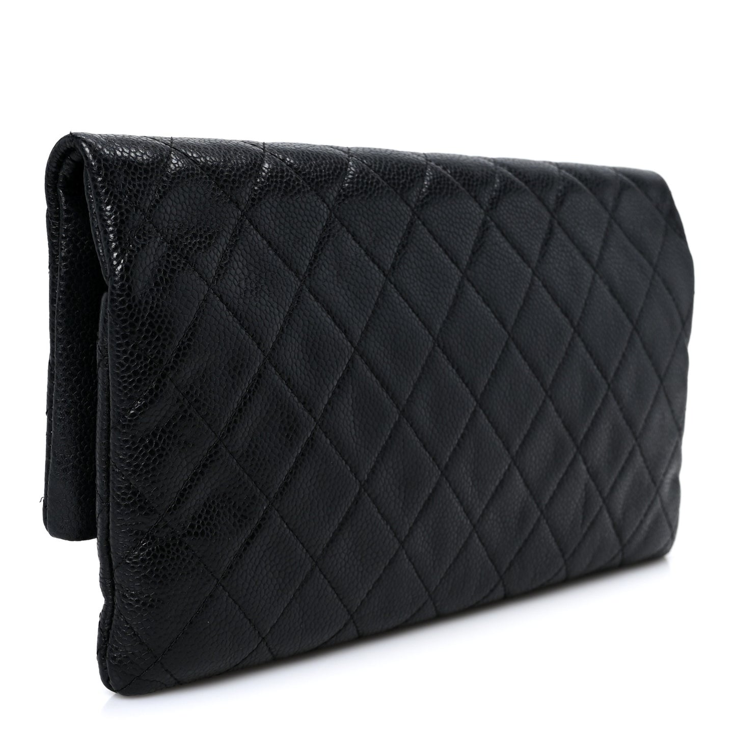 Caviar Quilted CC Beauty Clutch Black