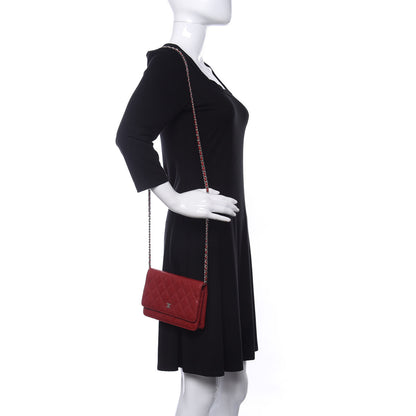 Chanel Caviar Quilted Wallet On Chain WOC Red 2 of 12