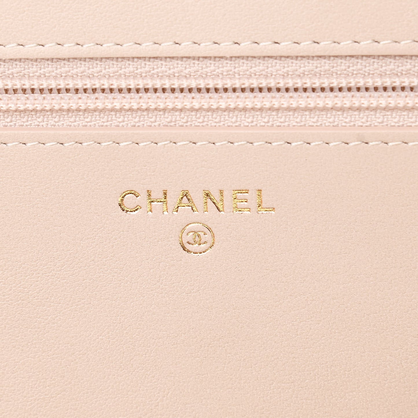 Caviar Quilted Boy Wallet On Chain WOC Light Beige