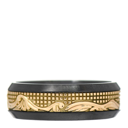 David Yurman 18K Yellow Gold Titanium 8mm Waves Ring 65 11 1 of 4
