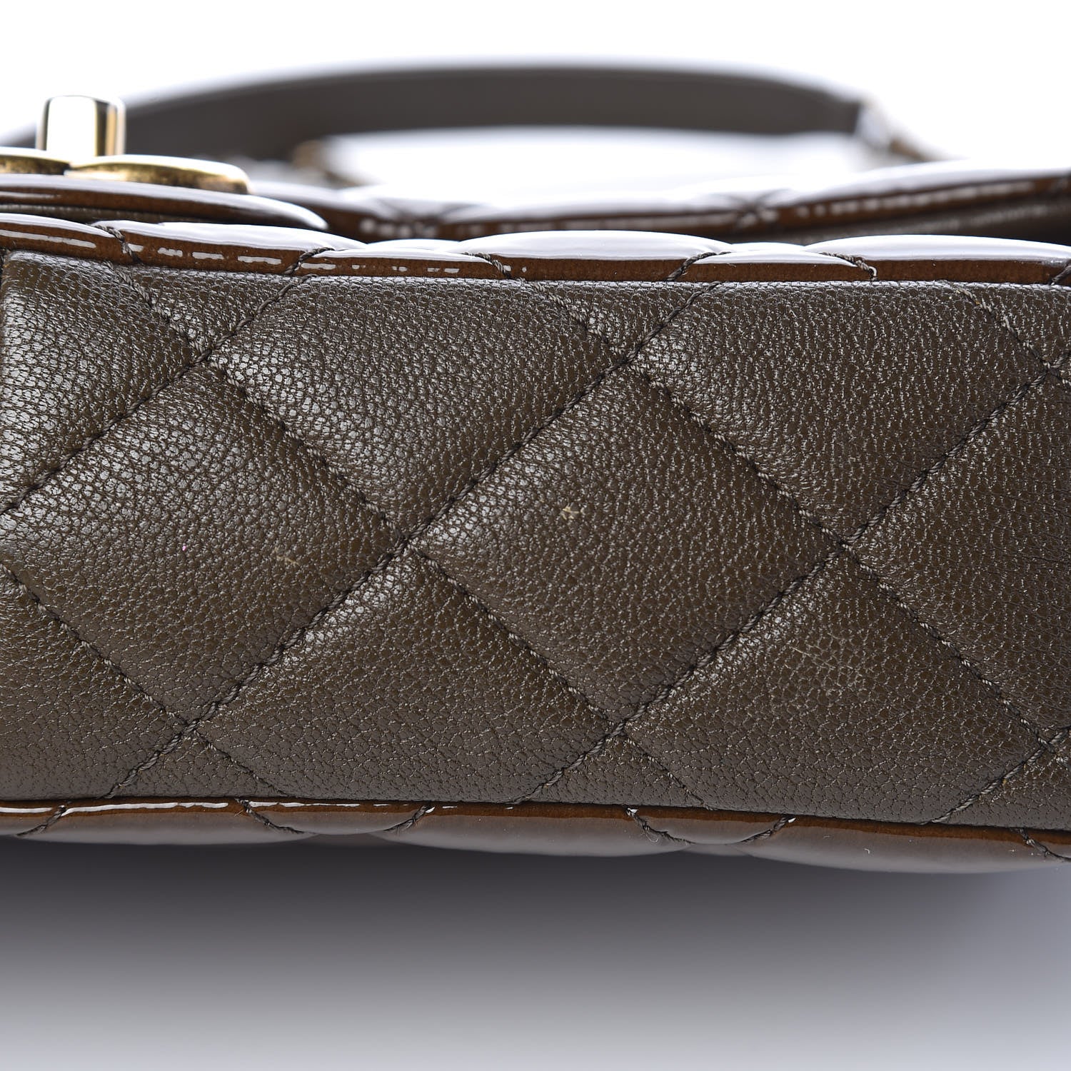 Chanel Patent Goatskin Quilted Medium CC Eyelet Flap Khaki 10 of 11