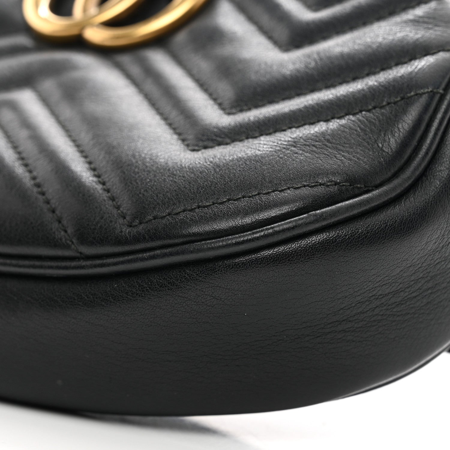 Gucci Calfskin Matelasse GG Marmont Belt Bag 75 30 Black 10 of 10