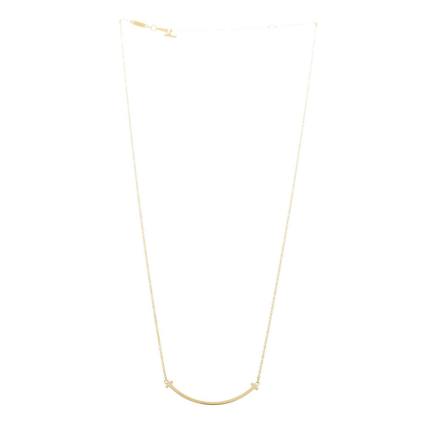 18K Yellow Gold Small T Smile Pendant Necklace