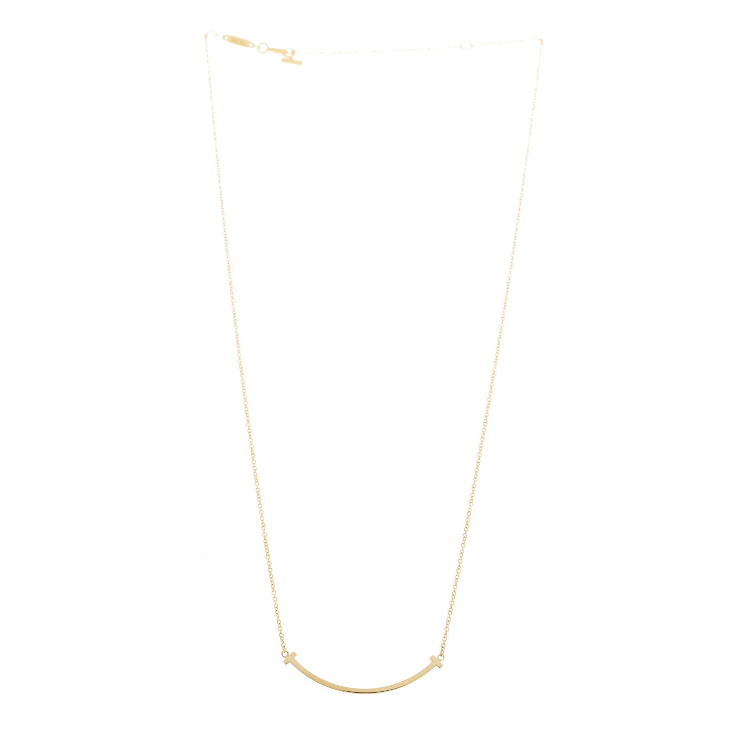 Tiffany 18K Yellow Gold Small T Smile Pendant Necklace 3 of 6