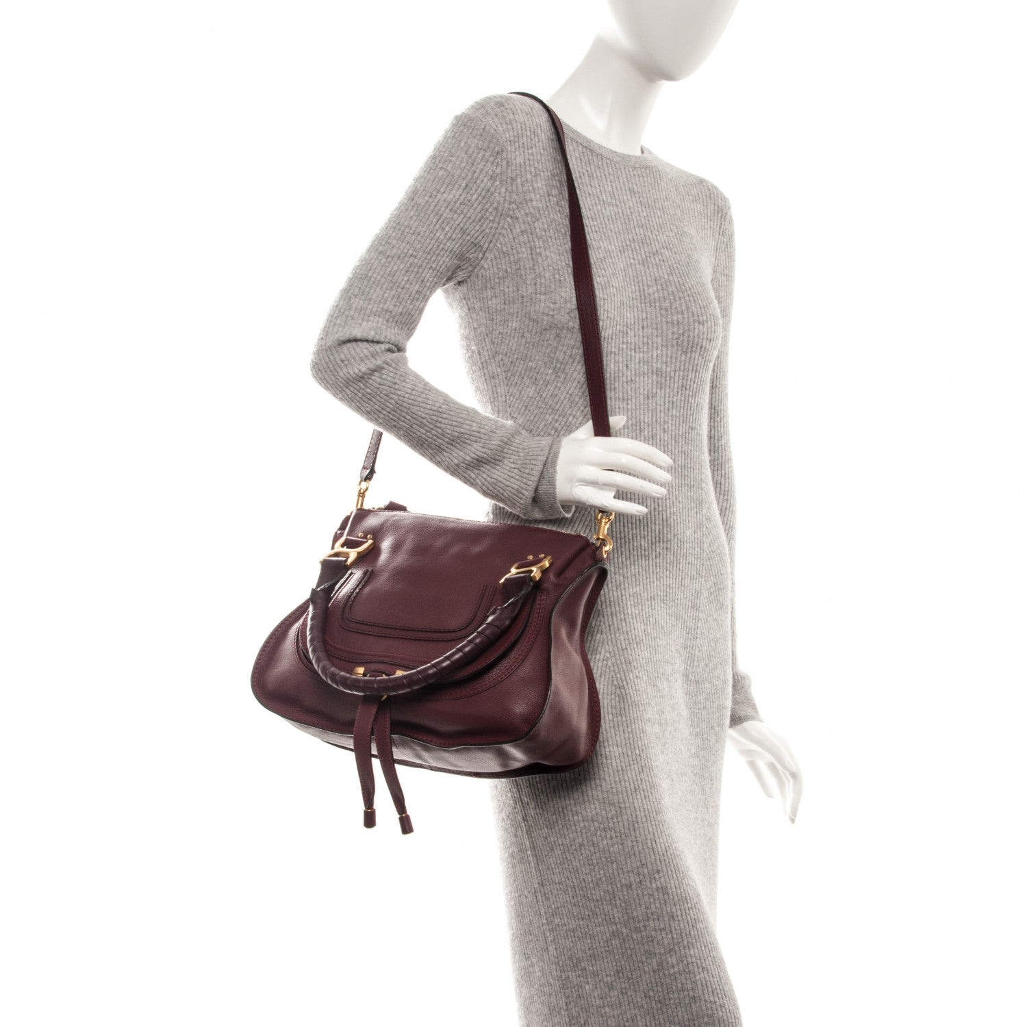Chloe Calfskin Medium Marcie Satchel Wine Purple 2 of 9