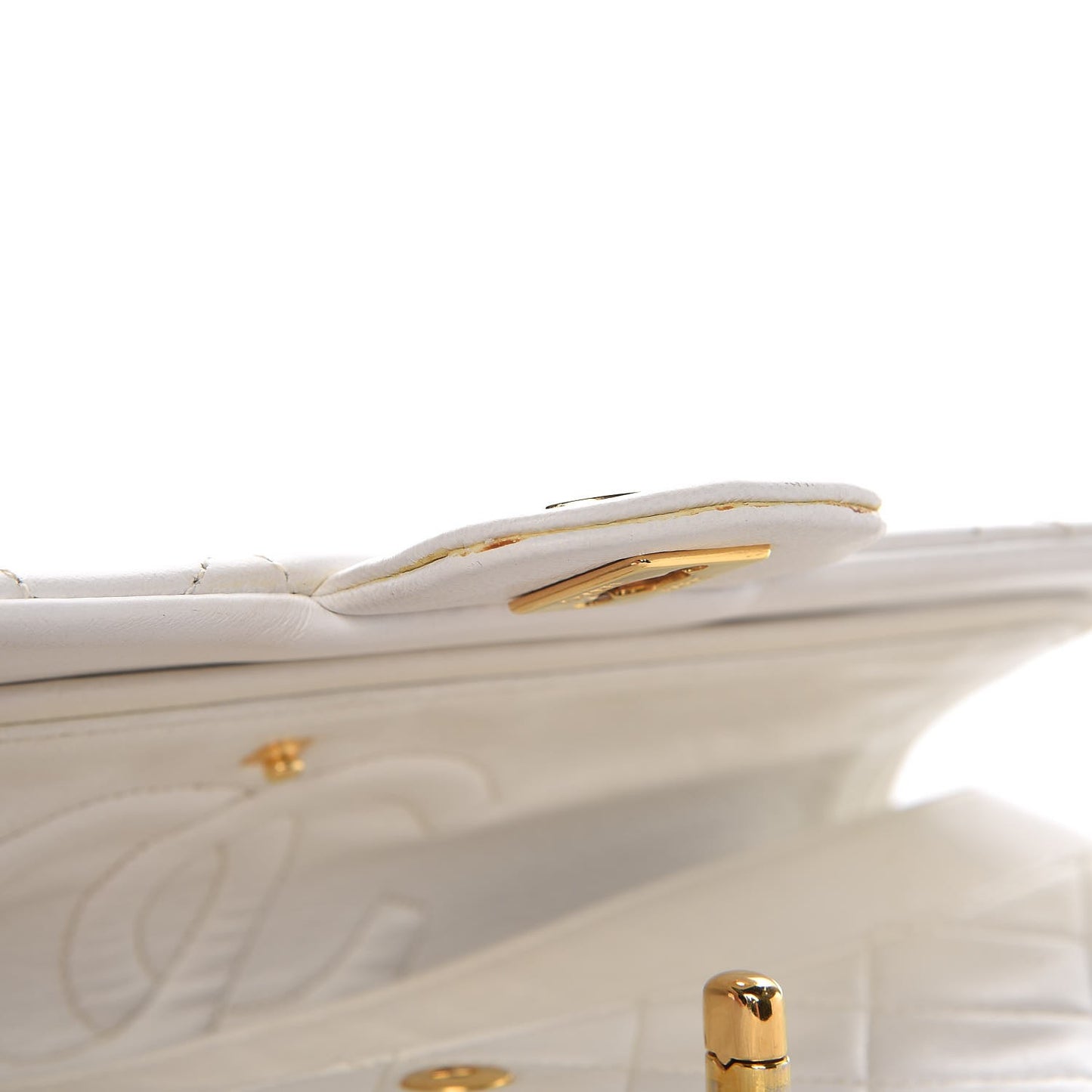 Lambskin Quilted Medium Double Flap White