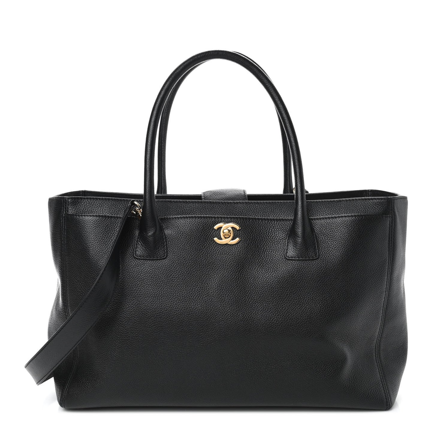 Calfskin Cerf Executive Shopper Tote Black
