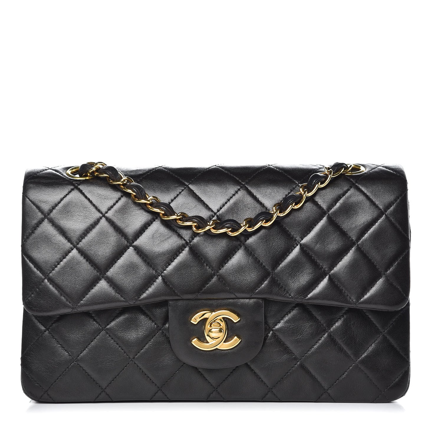 Lambskin Quilted Small Double Flap Black