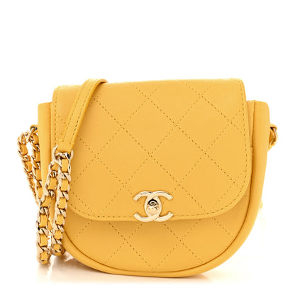 Chanel Goatskin Stitched Casual Trip Messenger Flap Yellow 1 of 10