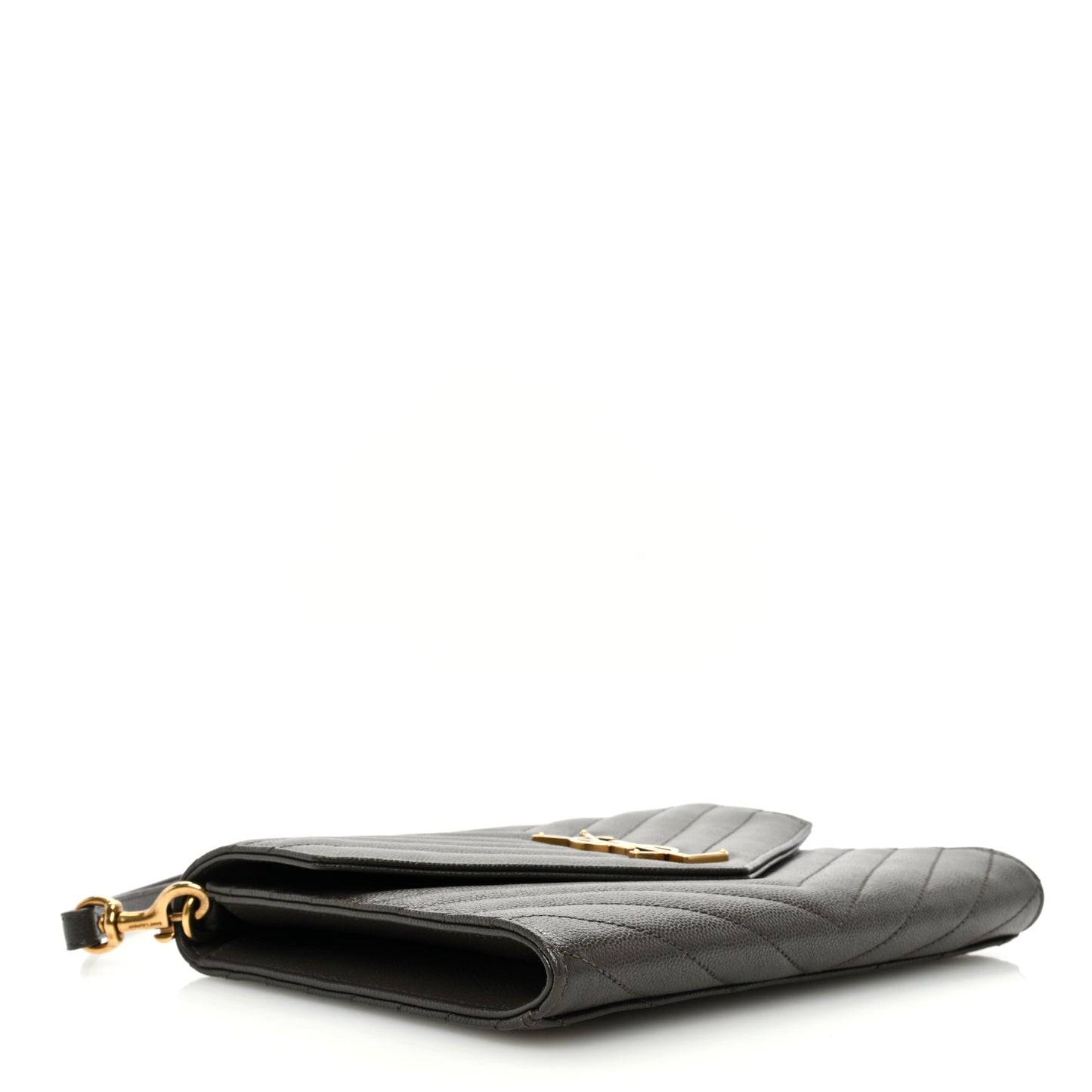 Grain De Poudre Matelasse Chevron Monogram Envelope Clutch Earth