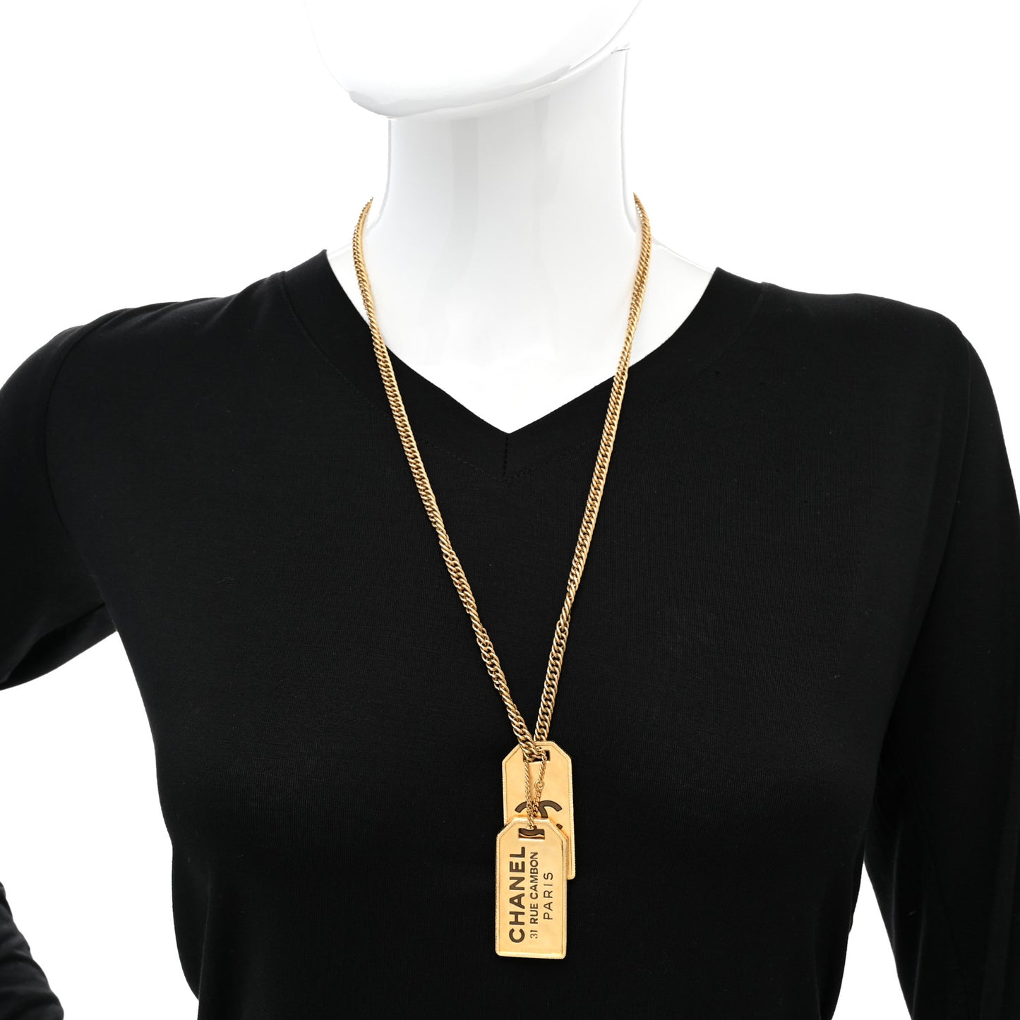 ID Dog Tag Charm Necklace Gold