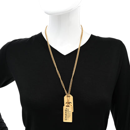 Chanel ID Dog Tag Charm Necklace Gold 2 of 7