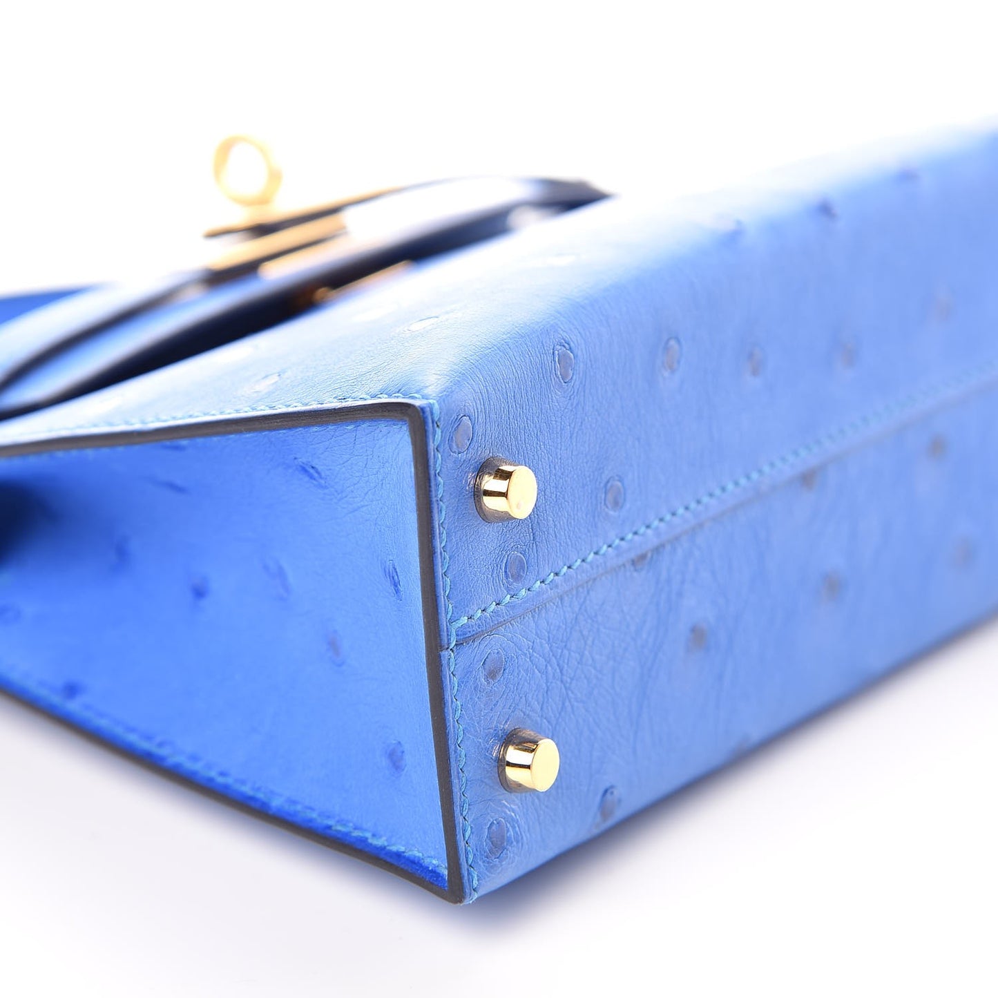 Ostrich Mini Kelly Sellier 20 Blueet