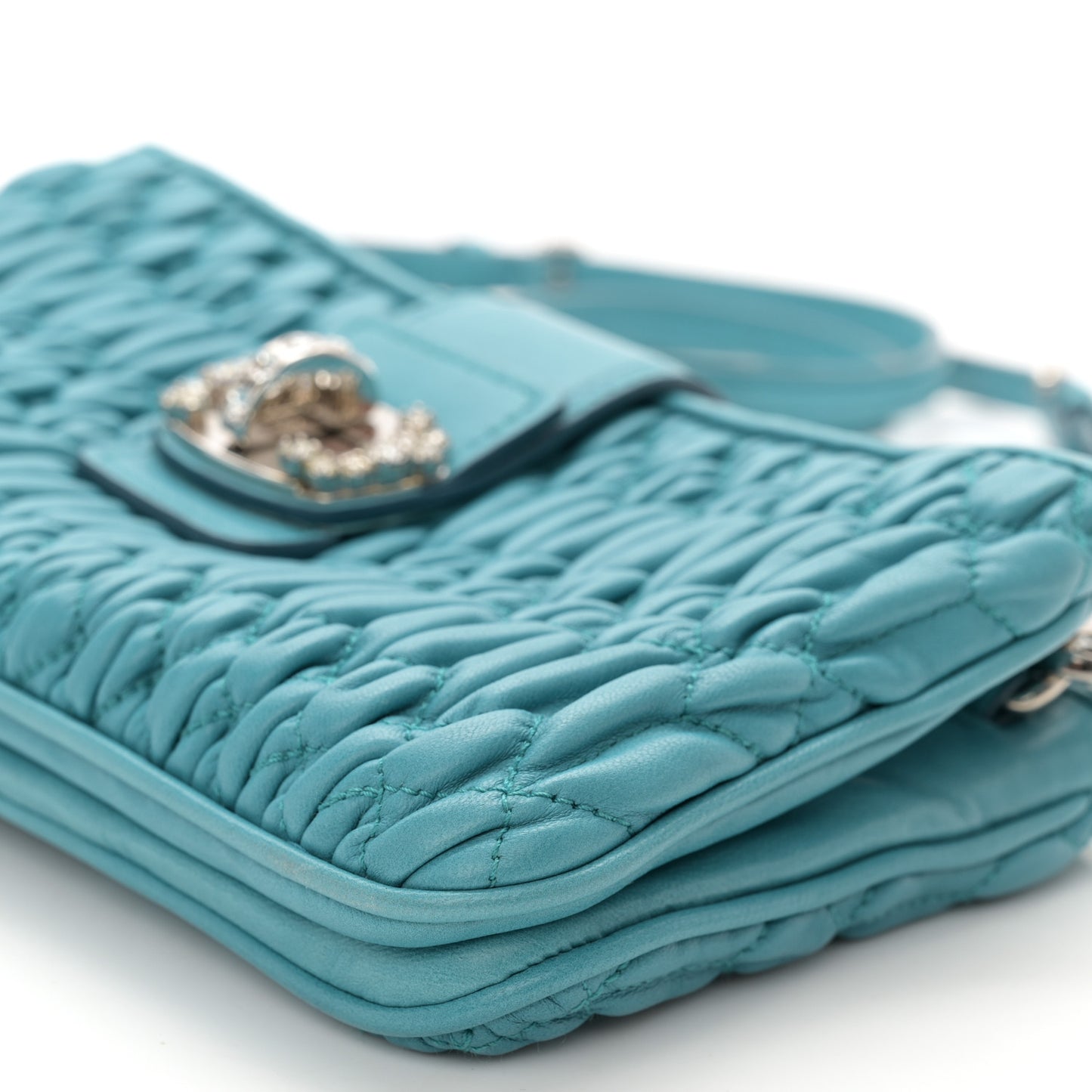 Nappa Matelasse Crystal Crossbody Clutch Fuxia