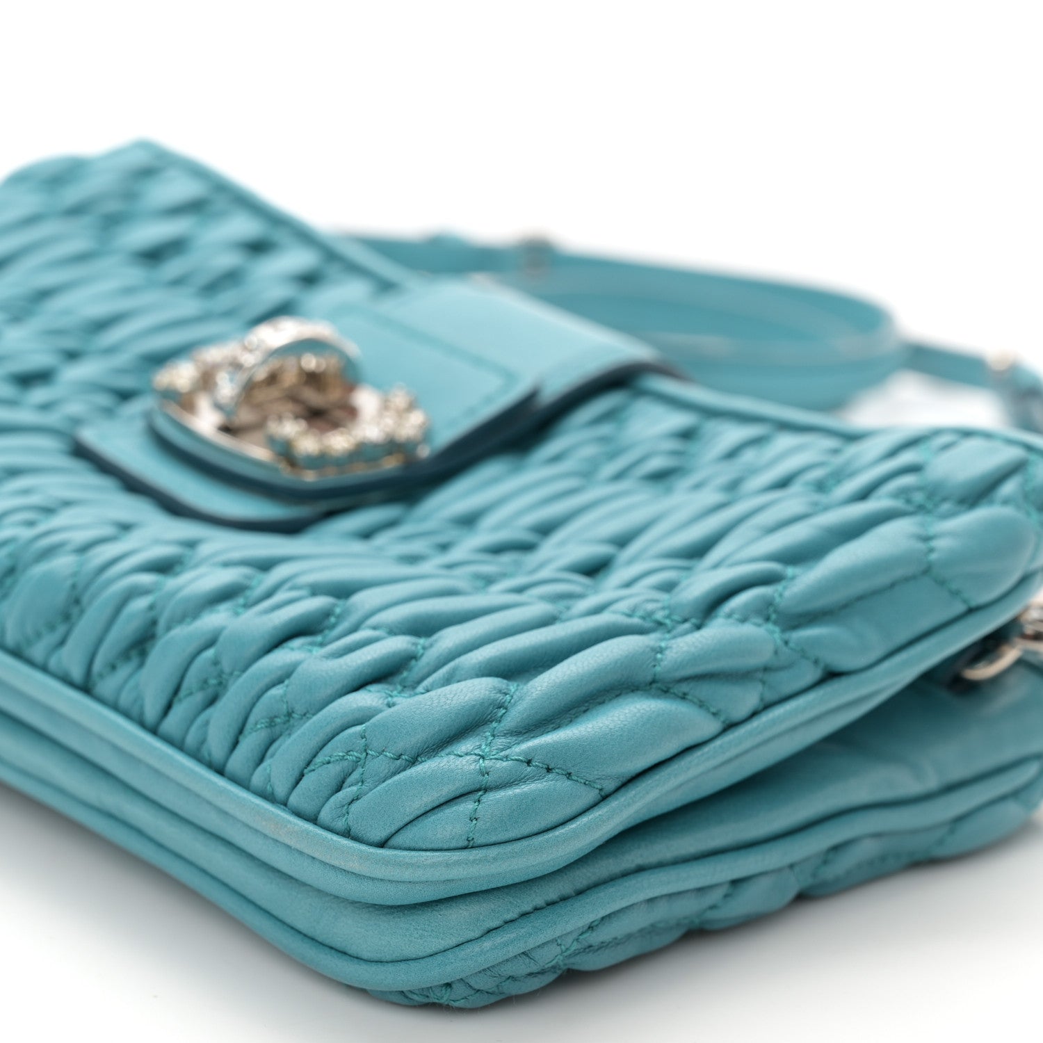 Miu Miu Nappa Matelasse Crystal Crossbody Clutch Fuxia 9 of 10