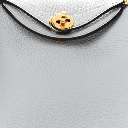 Hermes Taurillon Clemence Mini Lindy 20 Bleu Pale 8 of 11