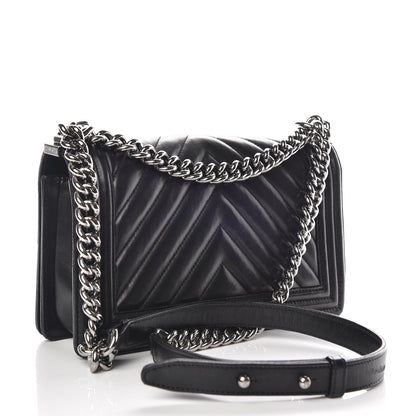 Chanel Calfskin Chevron Quilted Medium Boy Flap Black 3 of 16
