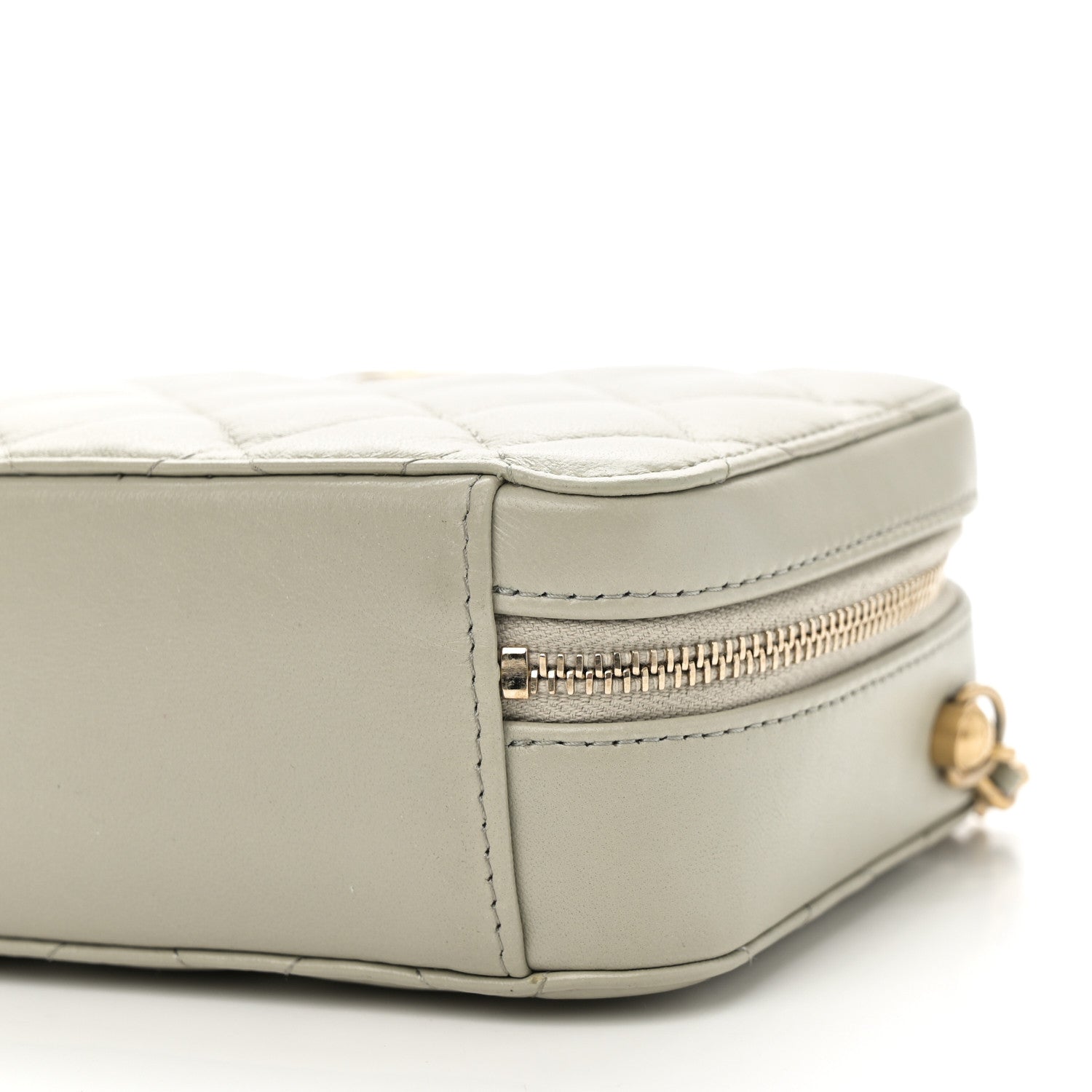 Chanel Lambskin Quilted CC Pearl Crush Camera Case Grey 10 of 10