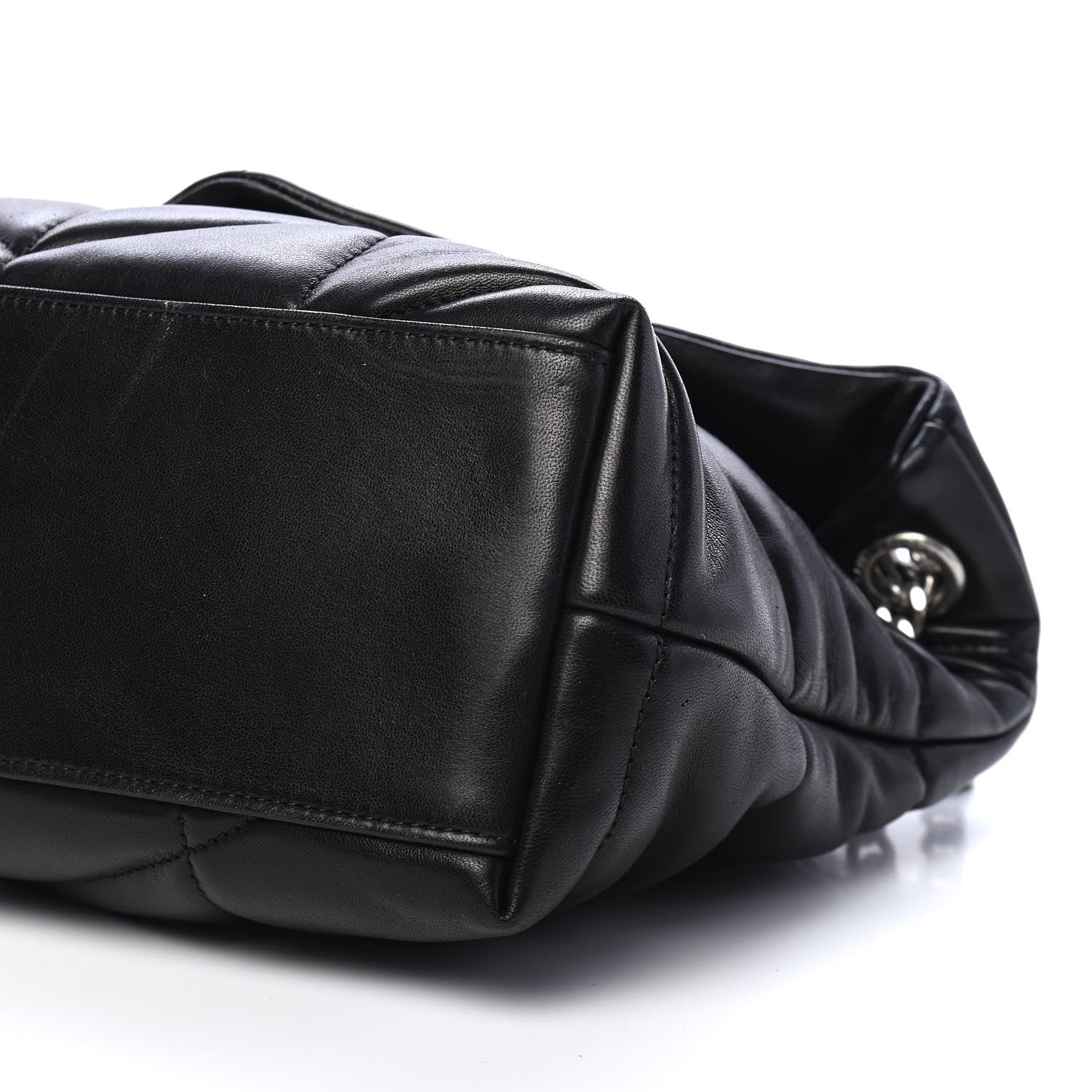 Saint Laurent Lambskin Quilted Small Loulou Puffer Monogram Chain Satchel Black 9 of 9