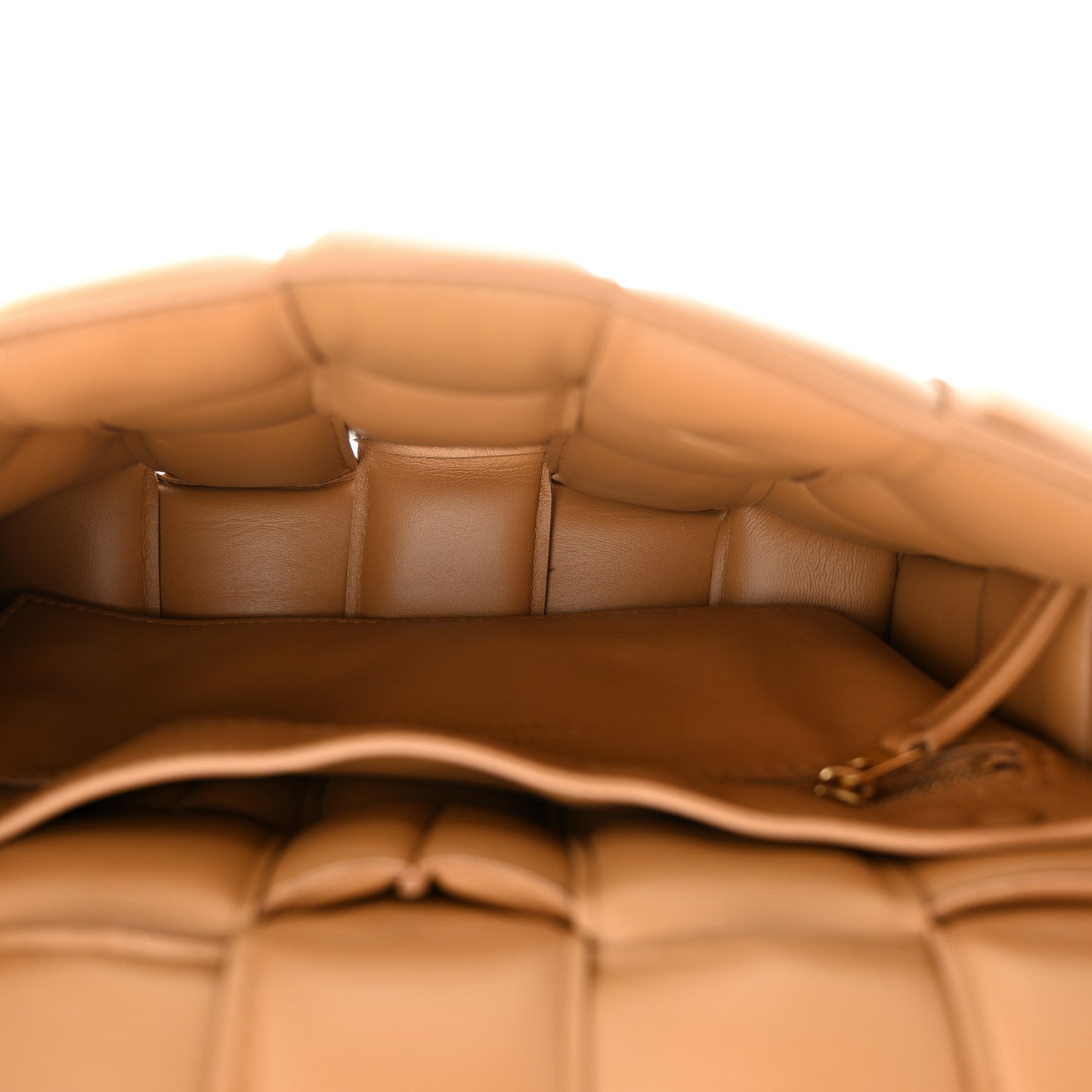 Nappa Maxi Intreccio Padded Cassette Crossbody Bag Caramel